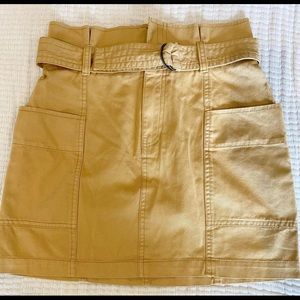 Mustard yellow cargo skirt w/ paper bag waist